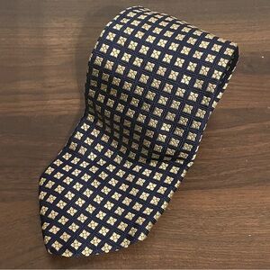 Brooks Brothers Navy and Gold Checkered Tie